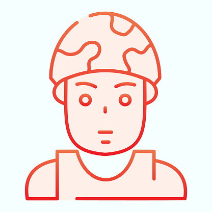 Soldier in helmet flat icon. Military man vector illustration isolated on white. Army combatant gradient style design, designed for web and app. Eps 10