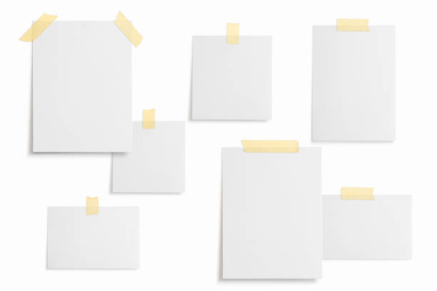 istock Moodboard template composition with blank photo cards, torn paper, polaroid frame glued with yellow adhesive tape and isolated on white for easy editing. 1207119967