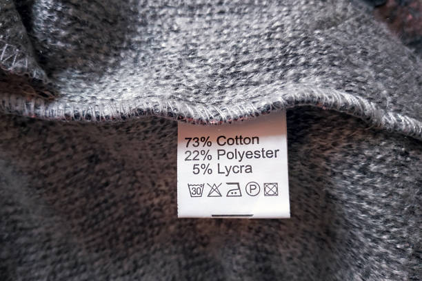 istock Wrong side of a gray dress made of wool, the composition is specified: cotton, polyester and lycra. 1207121983
