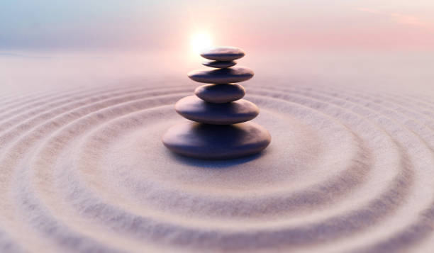 istock Zen-like balanced stones in stack. Harmony and meditation concept. 3D rendered illustration. 1207125589