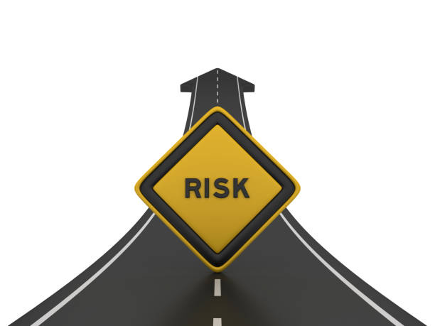 istock Road Arrow with RISK Road Sign - 3D Rendering 1207127169
