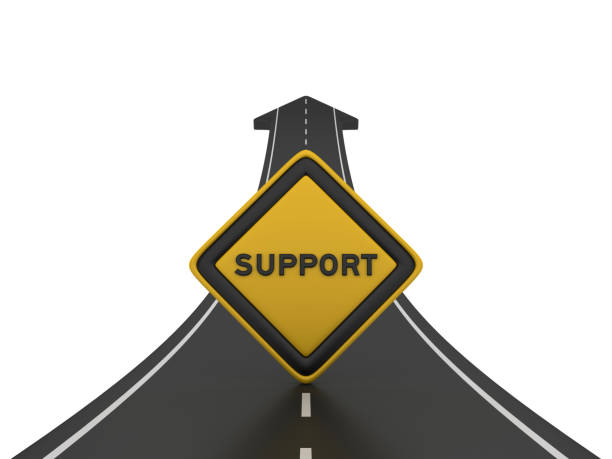 istock Road Arrow with SUPPORT Road Sign - 3D Rendering 1207128048