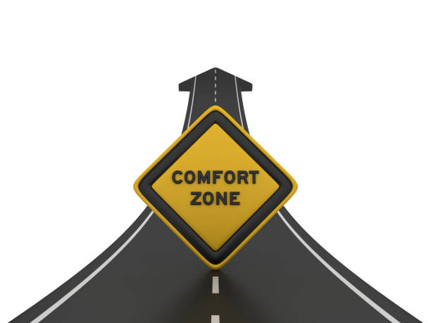 istock Road Arrow with COMFORT ZONE Road Sign - 3D Rendering 1207128162