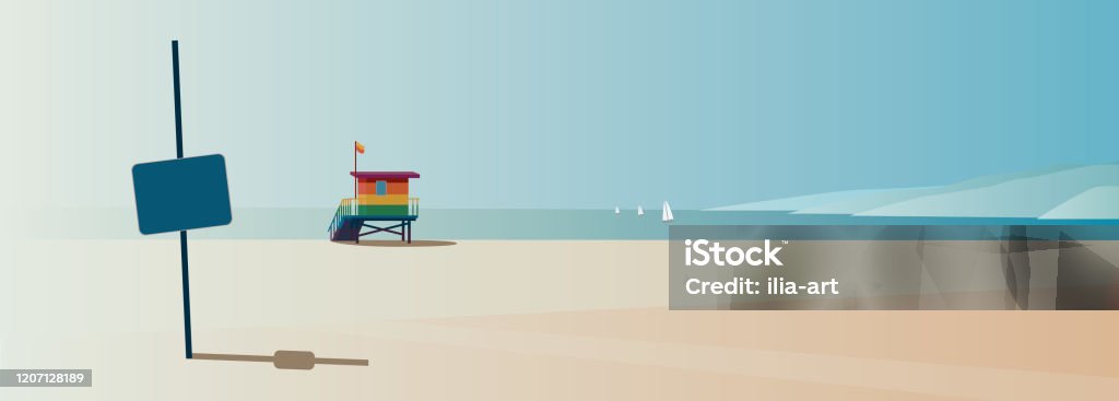 Historic Nude Beach Of Santa Monica Stock Illustration - Download Image Now  - Santa Monica, Summer, Backgrounds - iStock