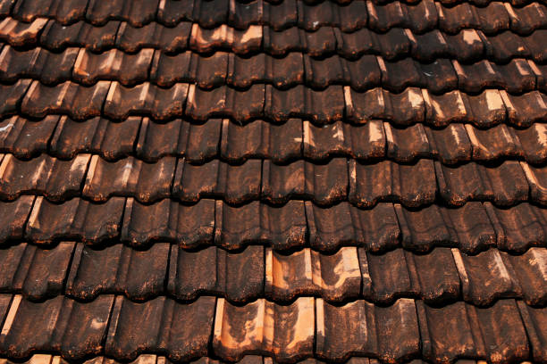 istock Old house tile roof pattern, beautiful background texture 1207129064