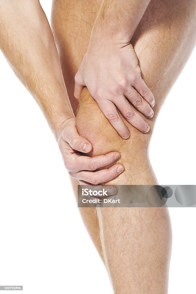 Боль в knee. Спортивная травма - Стоковые фото Анатомия роялти-фри