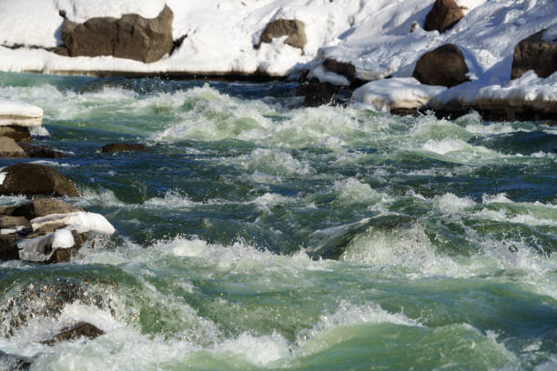 Colorado River Whitewater Rapid in Winter