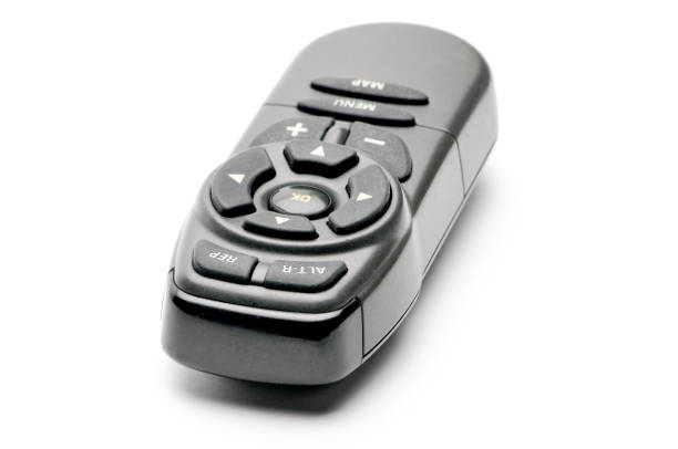 istock Remote control for digital TV tuners, music players, navigator and disk drives on a white background 1207136820