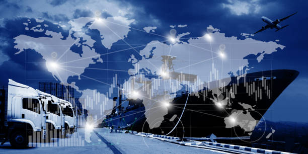 istock The world logistics , there are world map with logistic network distribution on background and Logistics Industrial Container Cargo freight ship for Concept of fast or instant shipping 1207136986