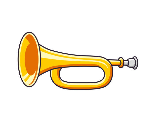 ilustrações de stock, clip art, desenhos animados e ícones de trumpet isolated - bugle