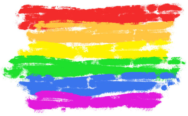 istock Rustic brush strokes with palette knife in rainbow colors. Colorful LGTB concept isolated on white background. 1207145570