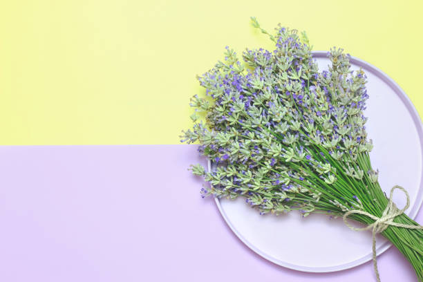 istock Lavender flower bouquet on wood table 1207151467