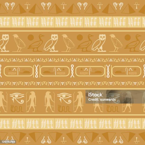 Egypt Lettering Pattern Egypt Writing Seamless Pattern Hieroglyphic Egyptian Language Symbols ...