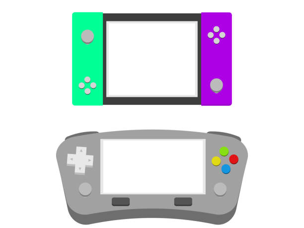 Portable game console Simple image of portable game console, screen transparent leisure games illustrations stock illustrations