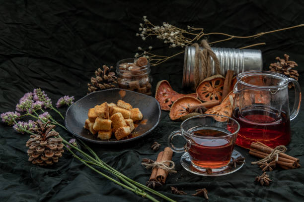 istock Hot bael fruit tea with bark of bael fruit and Crispy butter toast. 1207154034