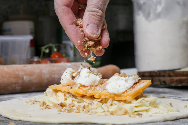 istock Process of making Italian appetizer stuffed bread, making of simple savory stuffed bread, serie of photos 1207155308
