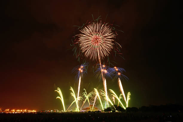 istock Firework show of chinese lantern festival 1207156175