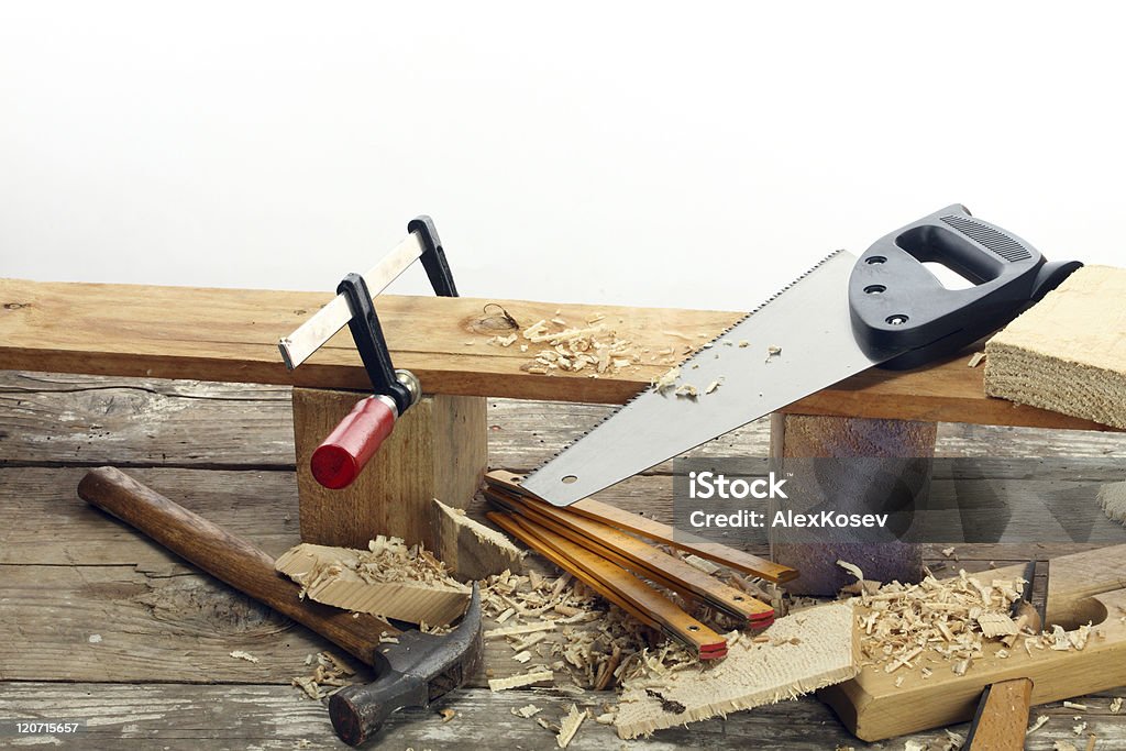 carpenter's tools carpenter's tools on a workbench Art And Craft Stock Photo