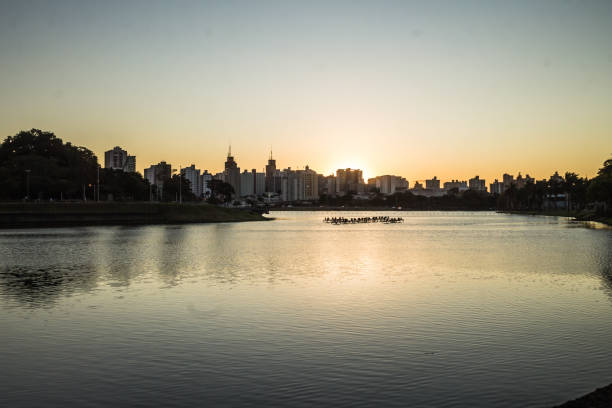 sunset over the municipal dam park - são josé do rio preto - são paulo - brazil - são imagens e fotografias de stock