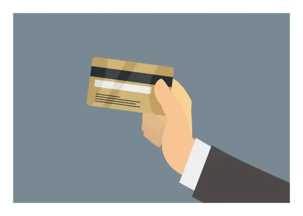 Vector illustration of Hand holding credit card. Simple flat illustration