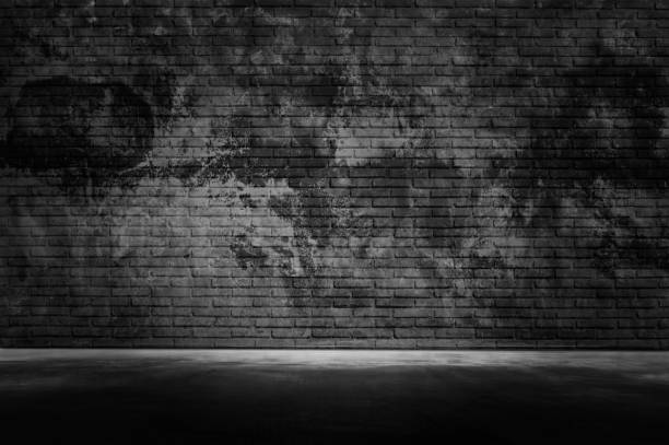 old grunge dark wall with light black gray cement wall floor texture background a lot of space for text composition art image, website, magazine design blackdrop - grung imagens e fotografias de stock
