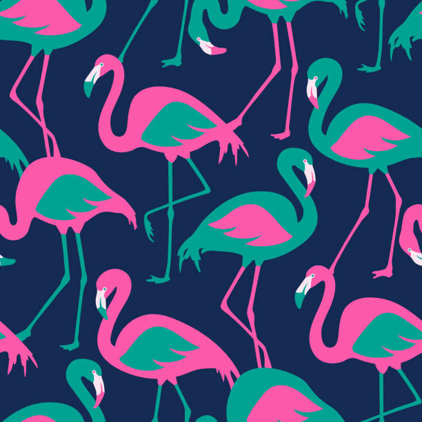 illustrations, cliparts, dessins animés et icônes de modèle sans couture de vecteur avec des flamants roses - flamingo bird isolated animal leg