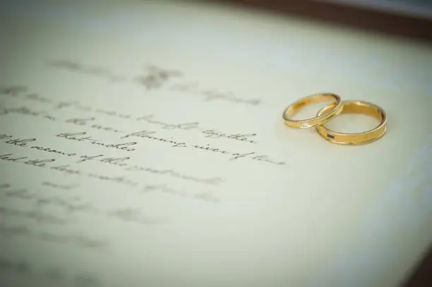 Photo of Wedding rings with shallow depth of field