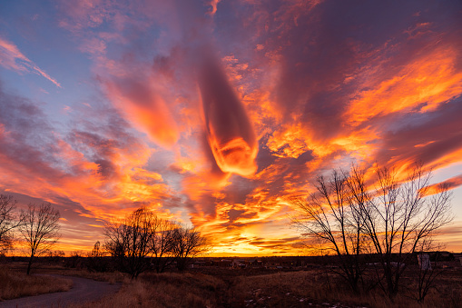 A beautiful fall sunrise in Louisville, Colorado