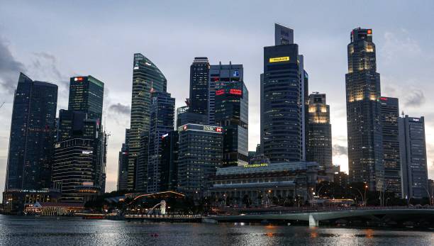 istock Evening view of Central Business District, Singapore 1207177466