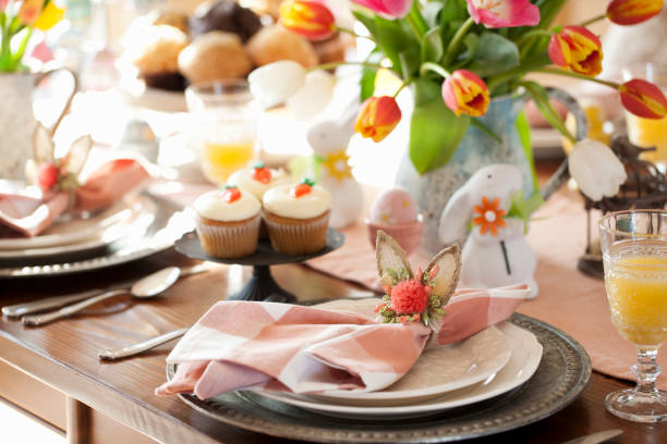 Easter Dining Easter Dining brunch stock pictures, royalty-free photos & images