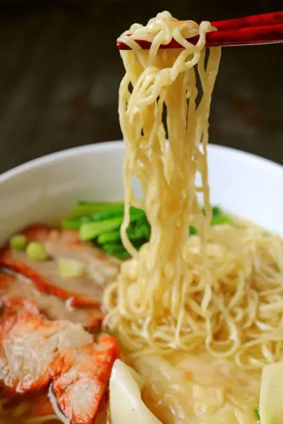 Photo of Chinese Egg Noodle with Roasted Pork and Wonton Sumpling Soup