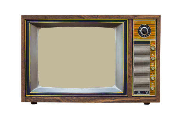 istock Vintage television with cut out screen on Isolated background 1207185777