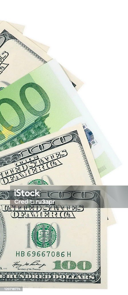 dollar et euro sur blanc - Photo de Activité bancaire libre de droits
