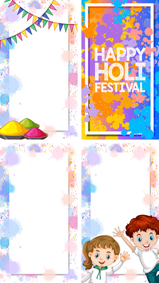 Four Border Templates With Holi Festival Theme Stock Illustration -  Download Image Now - Child, Celebration, Childhood - iStock