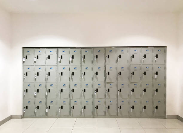 istock Front view of gray metal locker, safety concept 1207193241