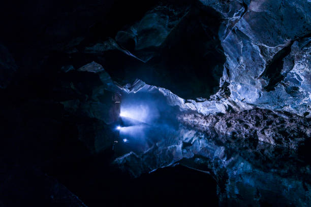 Grjotagja Underground cave with river in Iceland