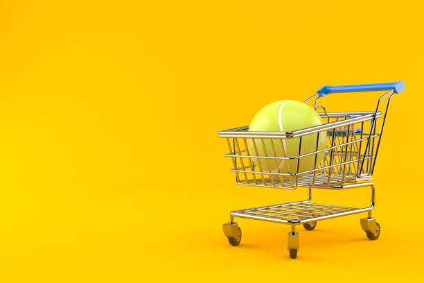 istock Tennis ball inside shopping cart 1207193307