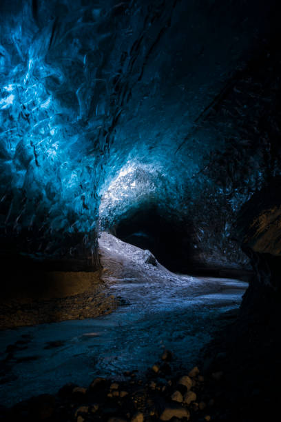 istock Ice cave in Iceland deep tunnel 1207193348