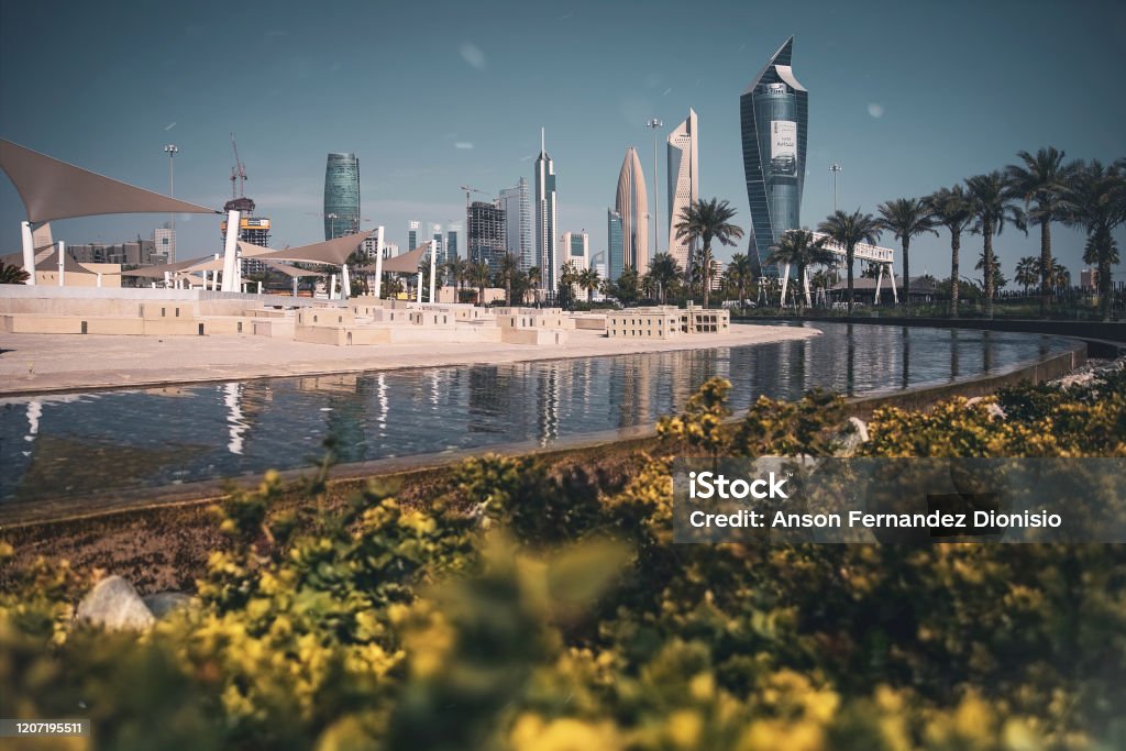 The Beautiful Al Shaheed Park in the Middle of Kuwait City Capital Cities Stock Photo