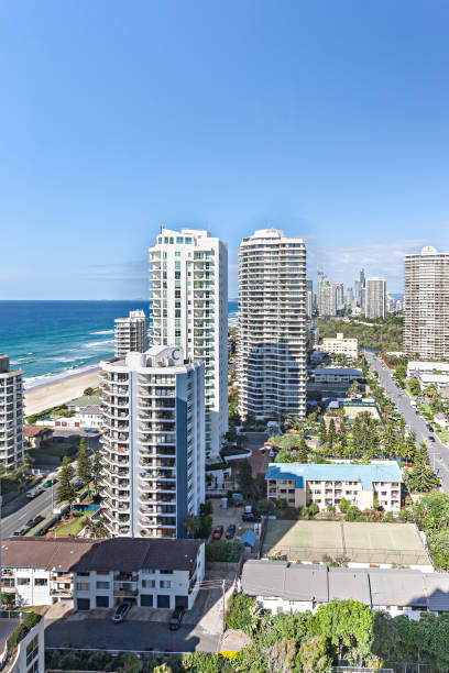 istock Skyscrapers in a coastal city 1207199459
