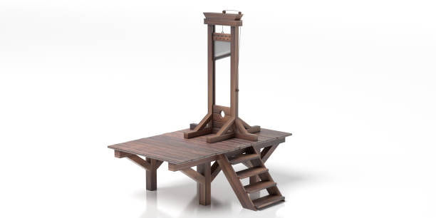 istock Guillotine isolated against white background. 3d illustration 1207200461