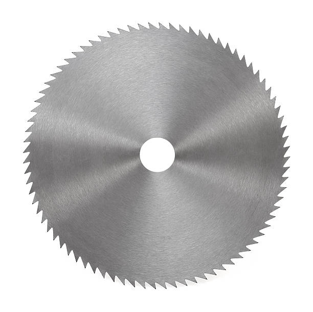 Circular saw blade for wood isolated on white background stock photo