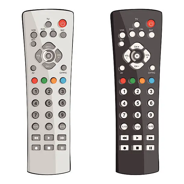 Vector illustration of Two remote controls in black and white
