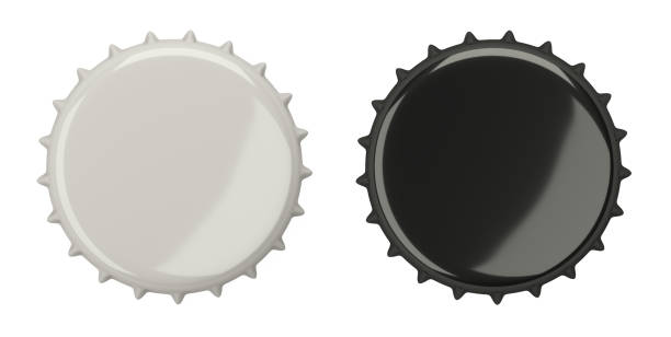 istock Beer bottle cap, blank label. Icon set. Top view. Template design. 1207205390