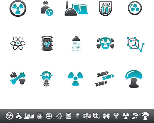 Vector illustration of Nuclear Icons | Blue Grey