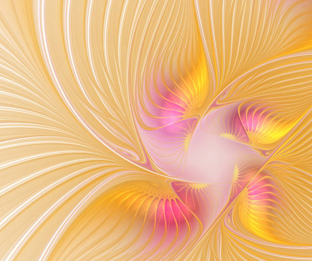 istock Golden pink abstract fractal flower 1207207664