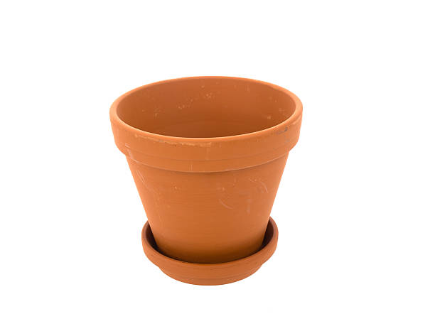 istock Empty terracota flowerpot with dish 120721042