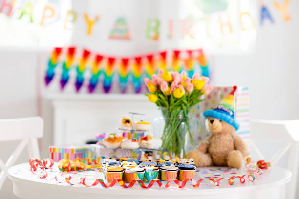 istock Cupcakes for kids birthday, child jungle party. 1207210630