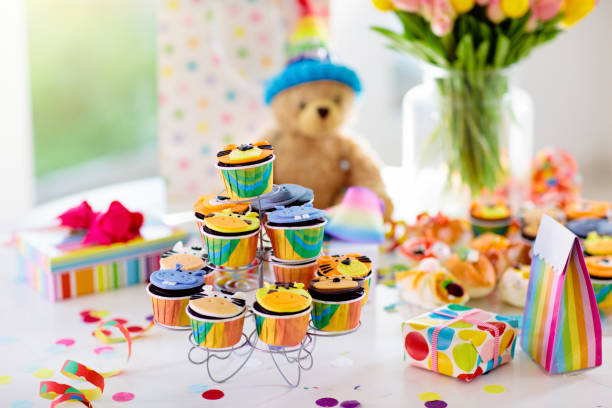 istock Cupcakes for kids birthday, child jungle party. 1207210875