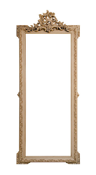 istock A wooden mirror frame with a design engraved at the top 120721121